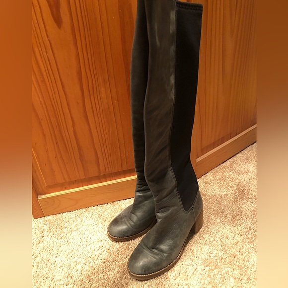 Free people Landry Tall Boots Over the knee Leather Pull on fitted - Picture 4 of 11